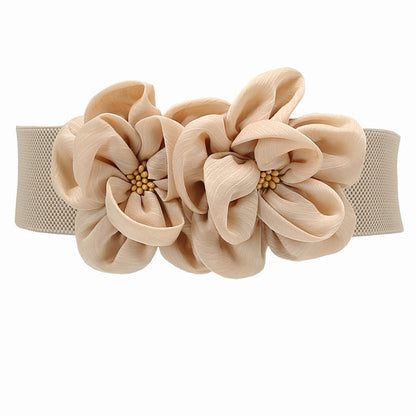 Cinto elástico de cintura com estampado floral moderno