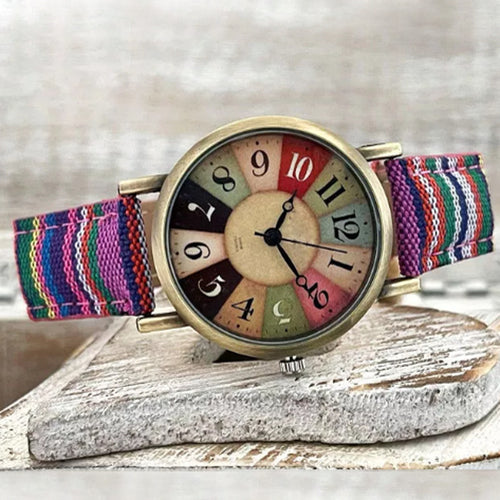 Relógio de Quartzo  Elegante com Pulseira de Denim