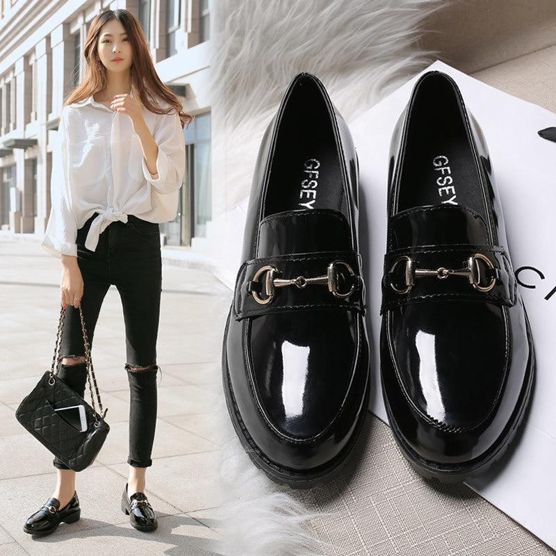 Sapatos Casuais de Estilo Britânico com Sola Grossa