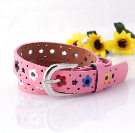 Cinto Casual Infantil com Fivela de Borboleta e Recorte Floral