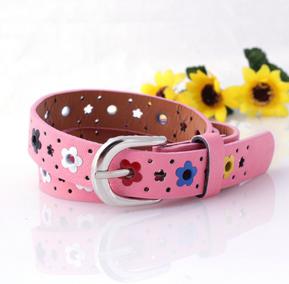 Cinto Casual Infantil com Fivela de Borboleta e Recorte Floral