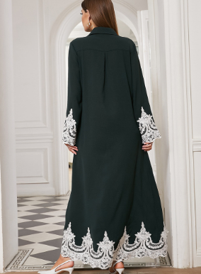 Blusa de Renda Árabe do Oriente Médio e Vestido Cardigan