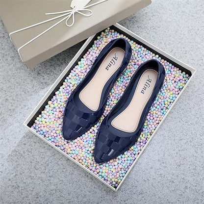 Sapatos de Trabalho Slip-On de Bico Fino e Salto Anabela Elegantes