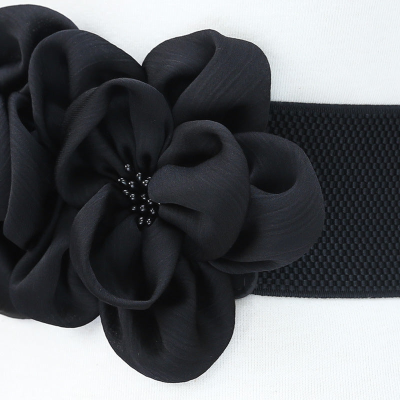 Cinto elástico de cintura com estampado floral moderno