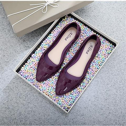 Sapatos de Trabalho Slip-On de Bico Fino e Salto Anabela Elegantes
