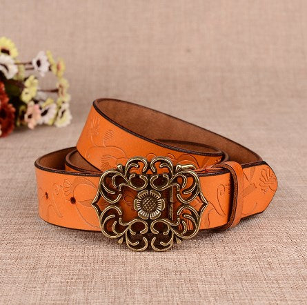 Cinto vintage em pele com estilo étnico
