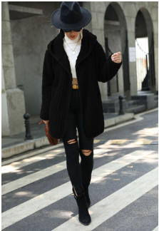 Casaco Midi de Pele Falsa Marrom Claro com Capuz