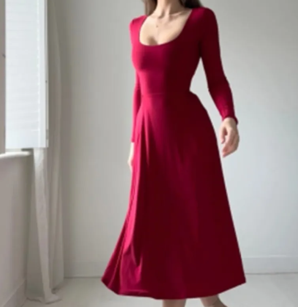 Vestido Longo de Mangas Compridas Elegante para Mulheres