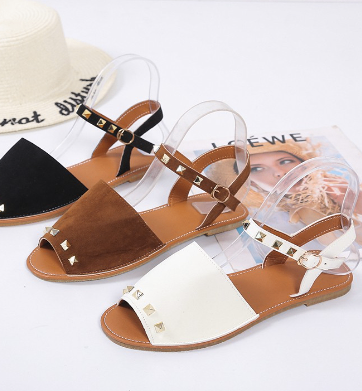 Sandálias Rivet para Mulheres - Sapatos de Praia Planos de Verão