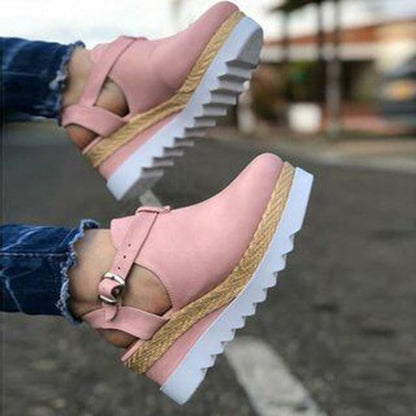 Sapatos  de plataforma com salto anabela