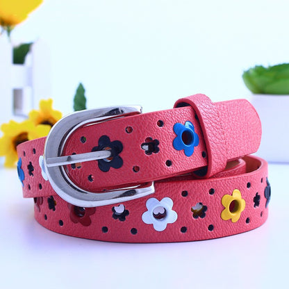 Cinto Casual Infantil com Fivela de Borboleta e Recorte Floral