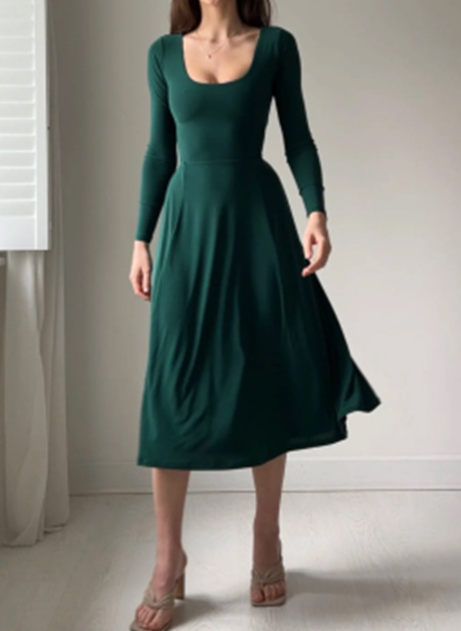 Vestido Longo de Mangas Compridas Elegante para Mulheres