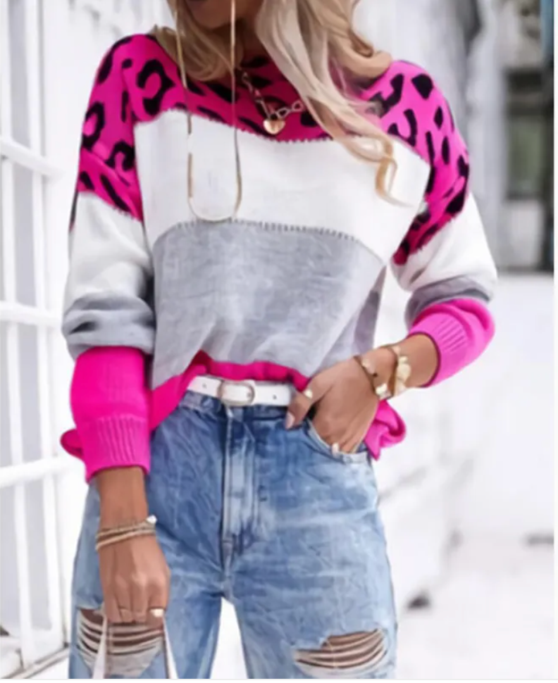 Suéter Casual Feminino com Estampa de Leopardo