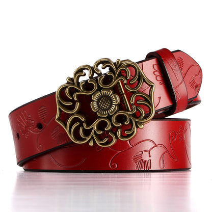 Cinto vintage em pele com estilo étnico
