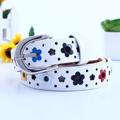 Cinto Casual Infantil com Fivela de Borboleta e Recorte Floral