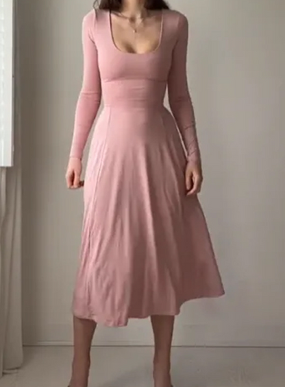 Vestido Longo de Mangas Compridas Elegante para Mulheres