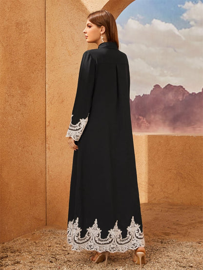 Blusa de Renda Árabe do Oriente Médio e Vestido Cardigan
