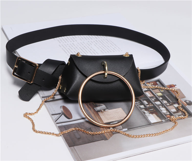 Bolsa Mini Transversal Estilosa com Cinto Destacável e Anel