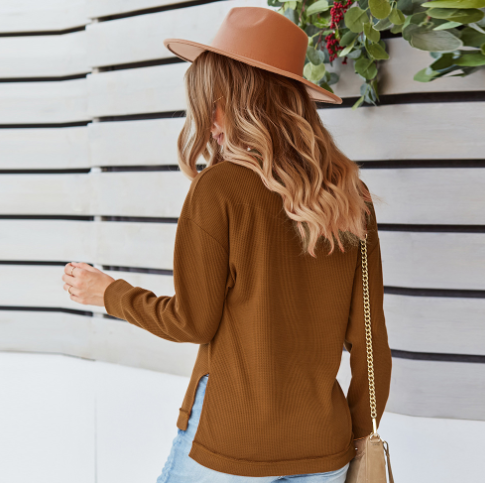 Blusa de Cor Sólida para Mulheres