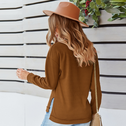 Blusa de Cor Sólida para Mulheres