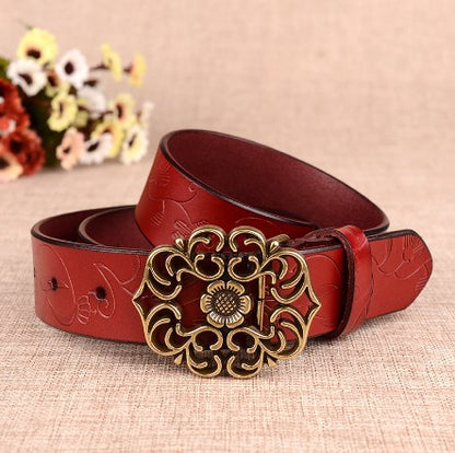 Cinto vintage em pele com estilo étnico