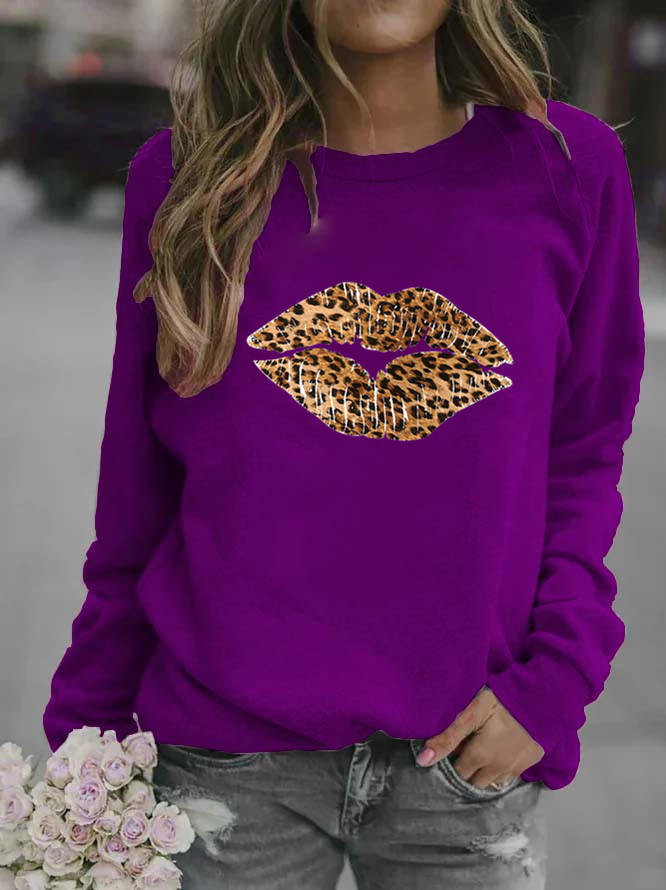 Blusas Casuais Femininas e Moletom com Estampa de Leopardo