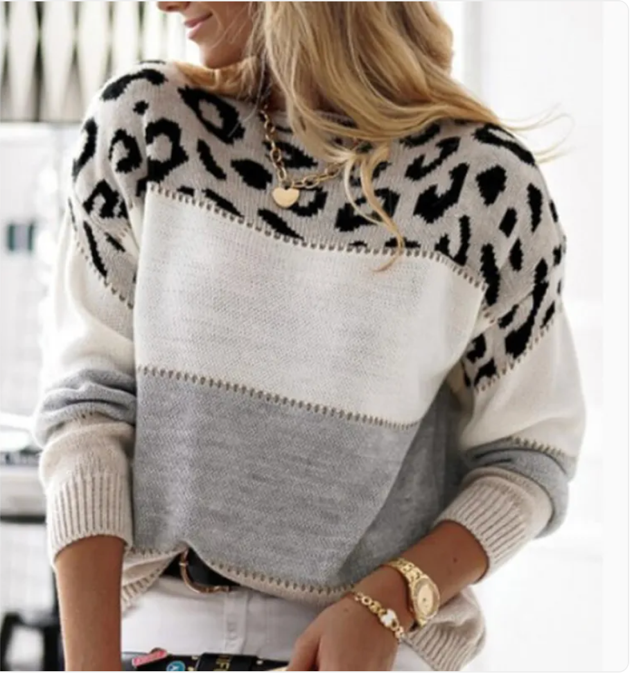 Suéter Casual Feminino com Estampa de Leopardo