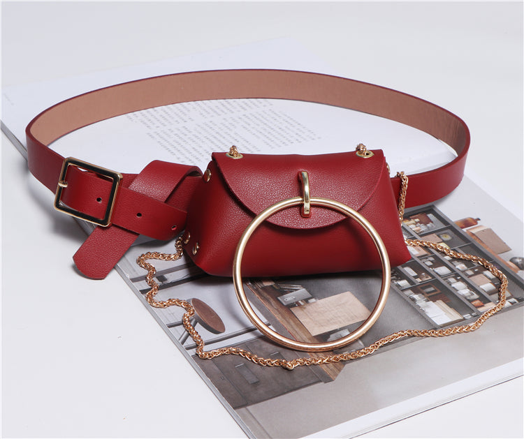 Bolsa Mini Transversal Estilosa com Cinto Destacável e Anel