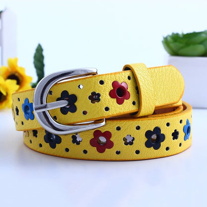 Cinto Casual Infantil com Fivela de Borboleta e Recorte Floral