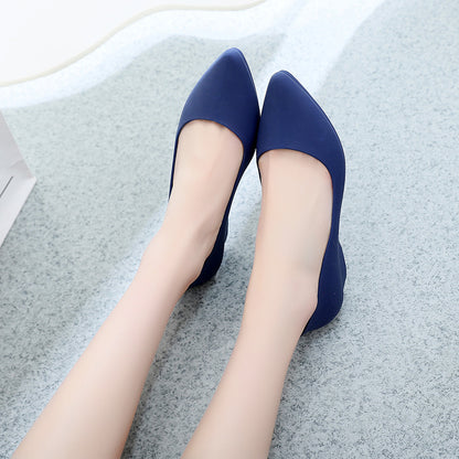 Sapatos de Trabalho Slip-On de Bico Fino e Salto Anabela Elegantes