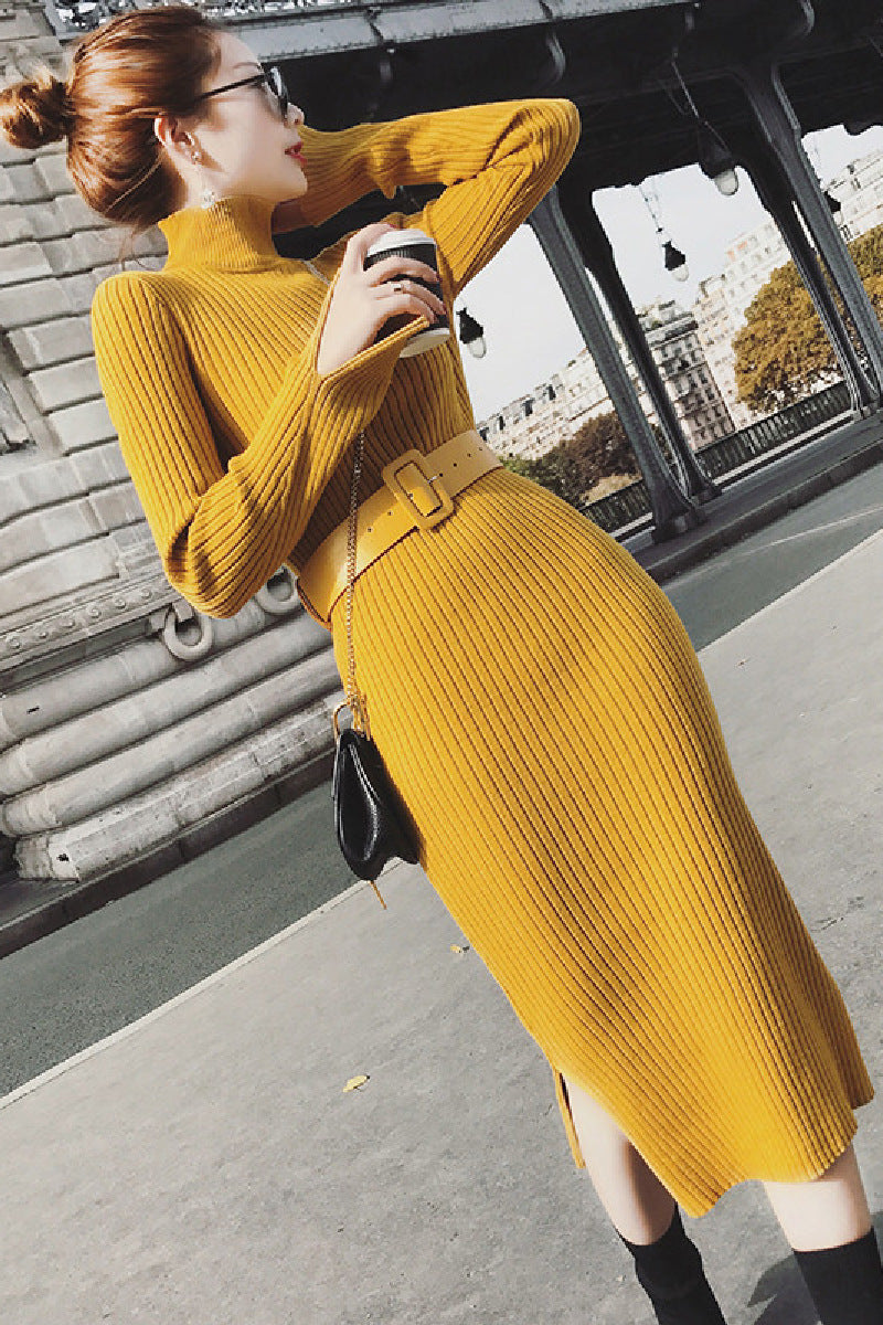 Vestido Ajustado de Tricô, Vestido Suéter