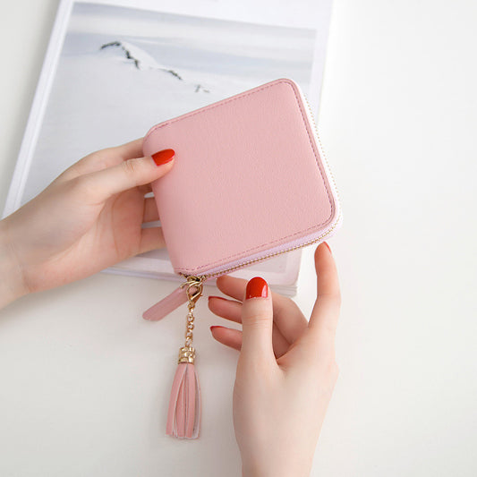 Carteira Curta, Porta-Moedas Feminino, Mini Carteira com Franja