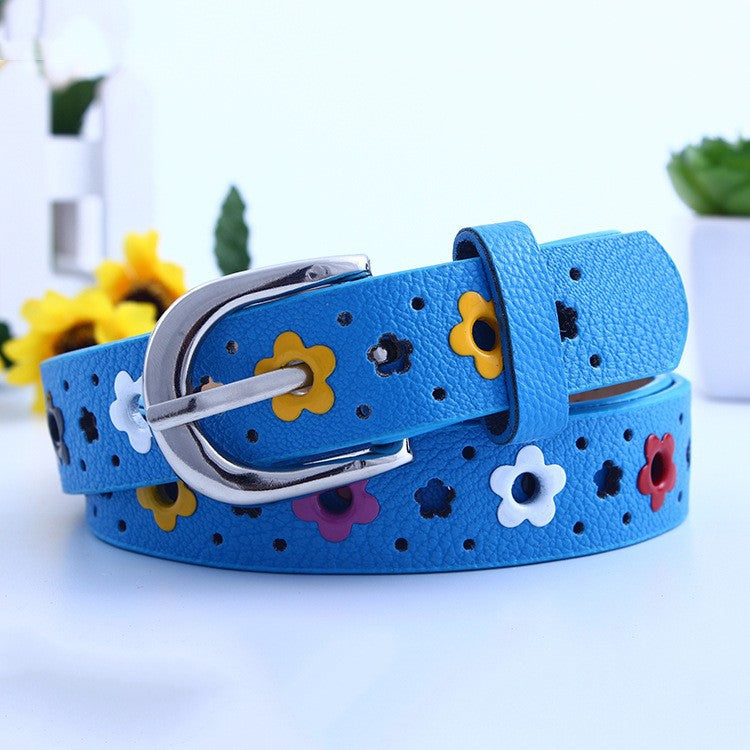 Cinto Casual Infantil com Fivela de Borboleta e Recorte Floral