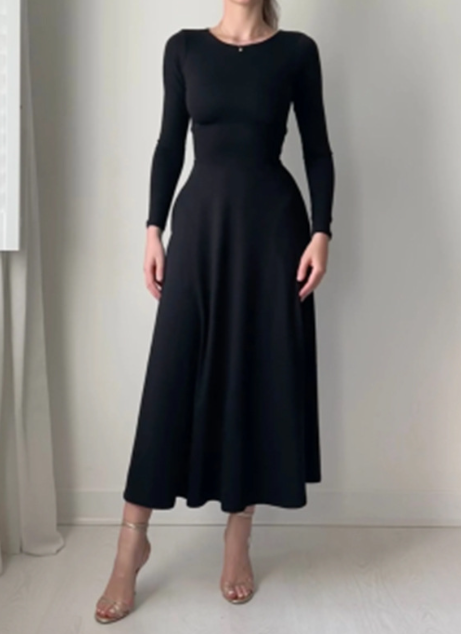 Vestido Longo de Mangas Compridas Elegante para Mulheres