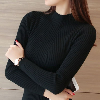 Camisola de malha com gola alta e estilo moderno