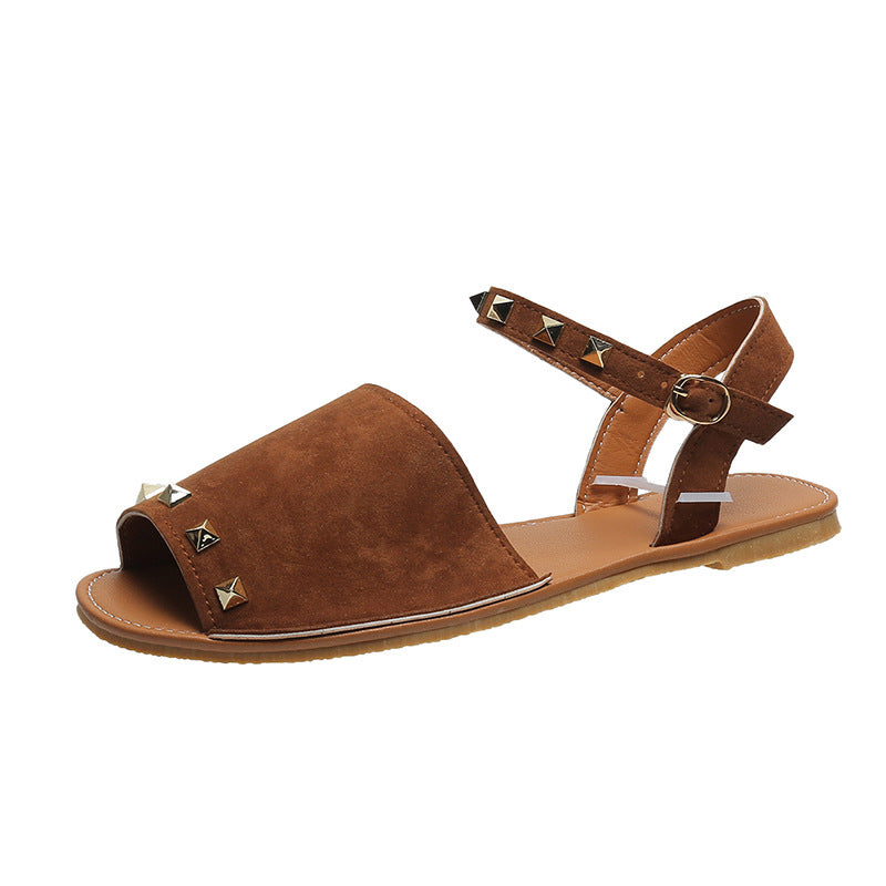 Sandálias Rivet para Mulheres - Sapatos de Praia Planos de Verão