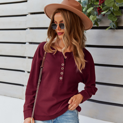 Blusa de Cor Sólida para Mulheres