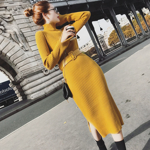 Vestido Ajustado de Tricô, Vestido Suéter