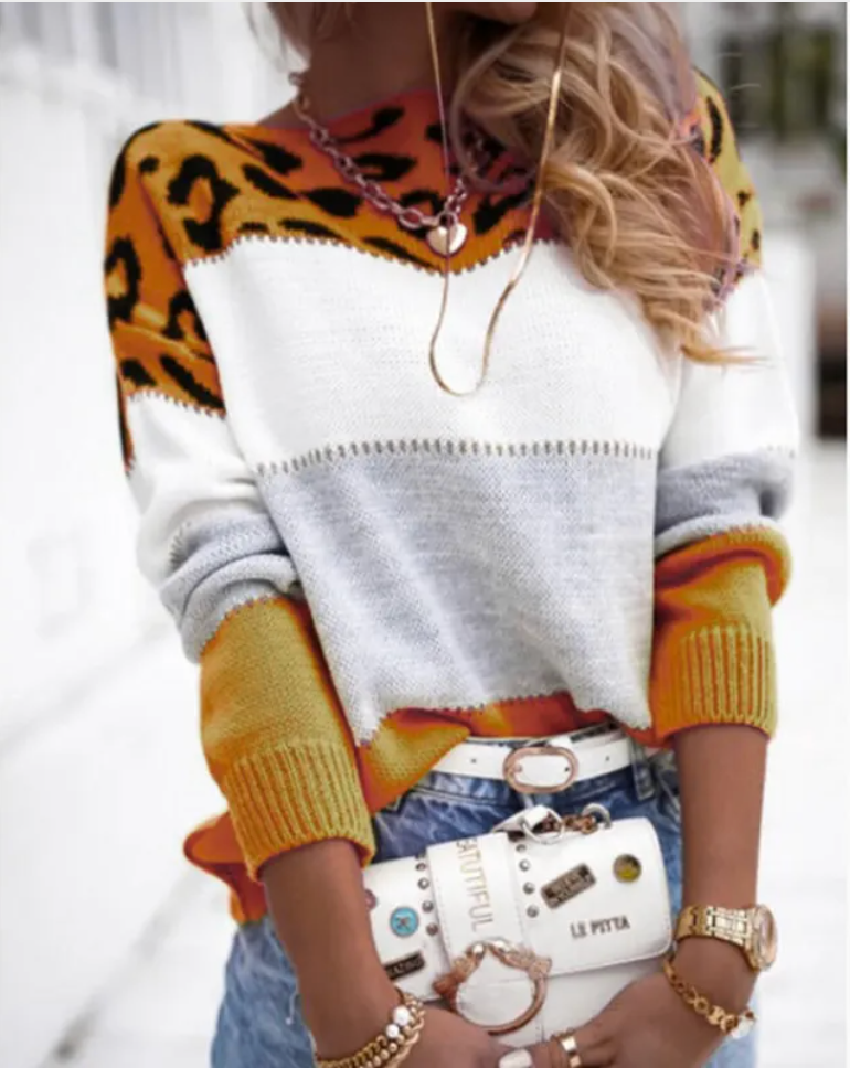 Suéter Casual Feminino com Estampa de Leopardo