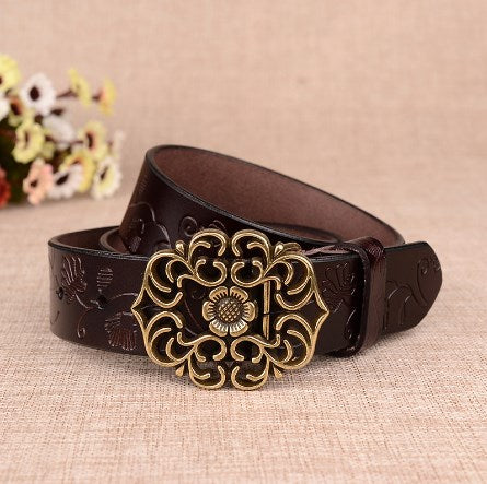 Cinto vintage em pele com estilo étnico