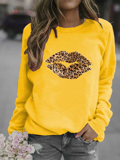 Blusas Casuais Femininas e Moletom com Estampa de Leopardo