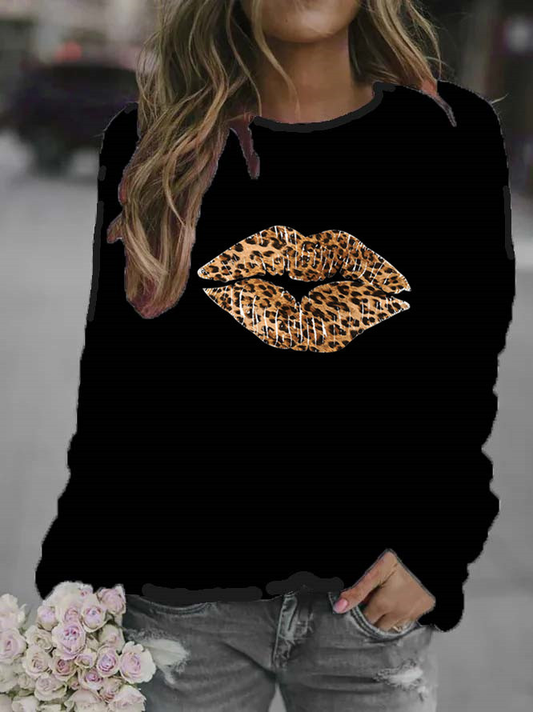 Blusas Casuais Femininas e Moletom com Estampa de Leopardo