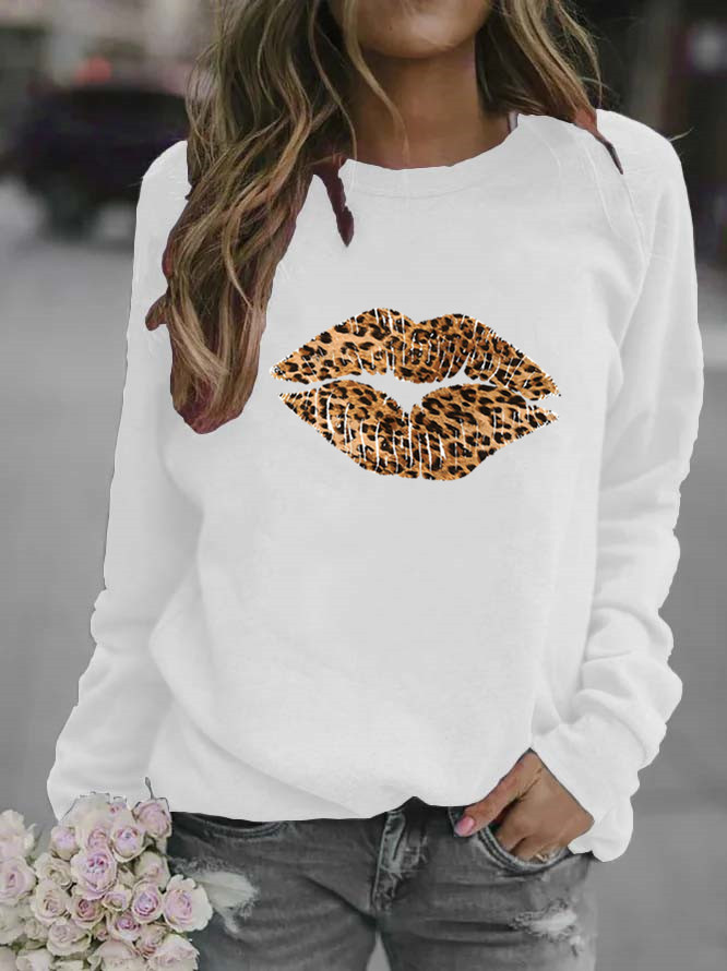 Blusas Casuais Femininas e Moletom com Estampa de Leopardo
