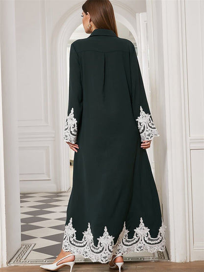 Blusa de Renda Árabe do Oriente Médio e Vestido Cardigan
