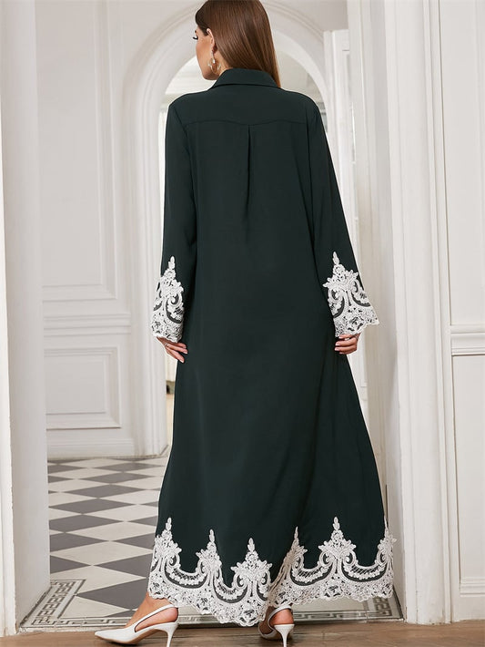 Blusa de Renda Árabe do Oriente Médio e Vestido Cardigan