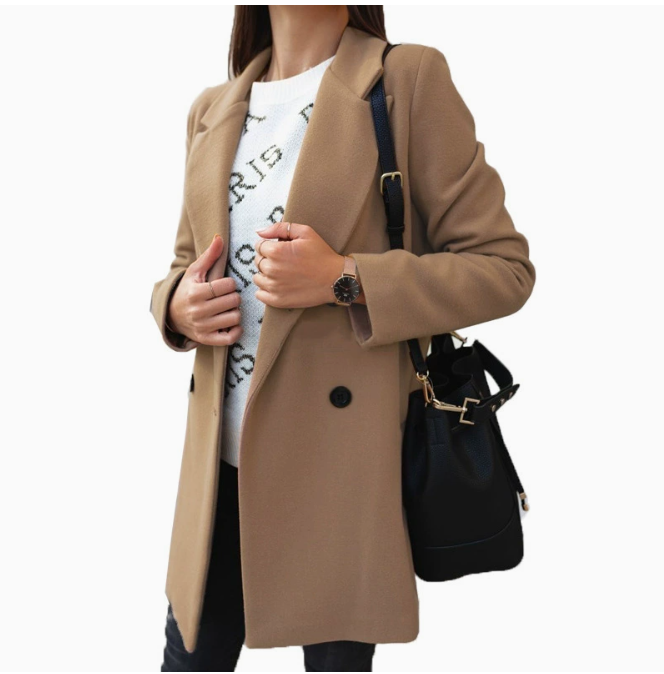 Casacos compridos de lã para o inverno, para mulher