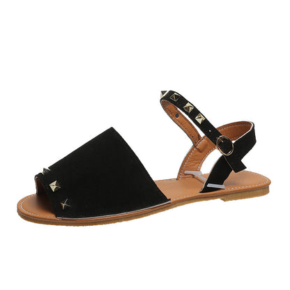 Sandálias Rivet para Mulheres - Sapatos de Praia Planos de Verão