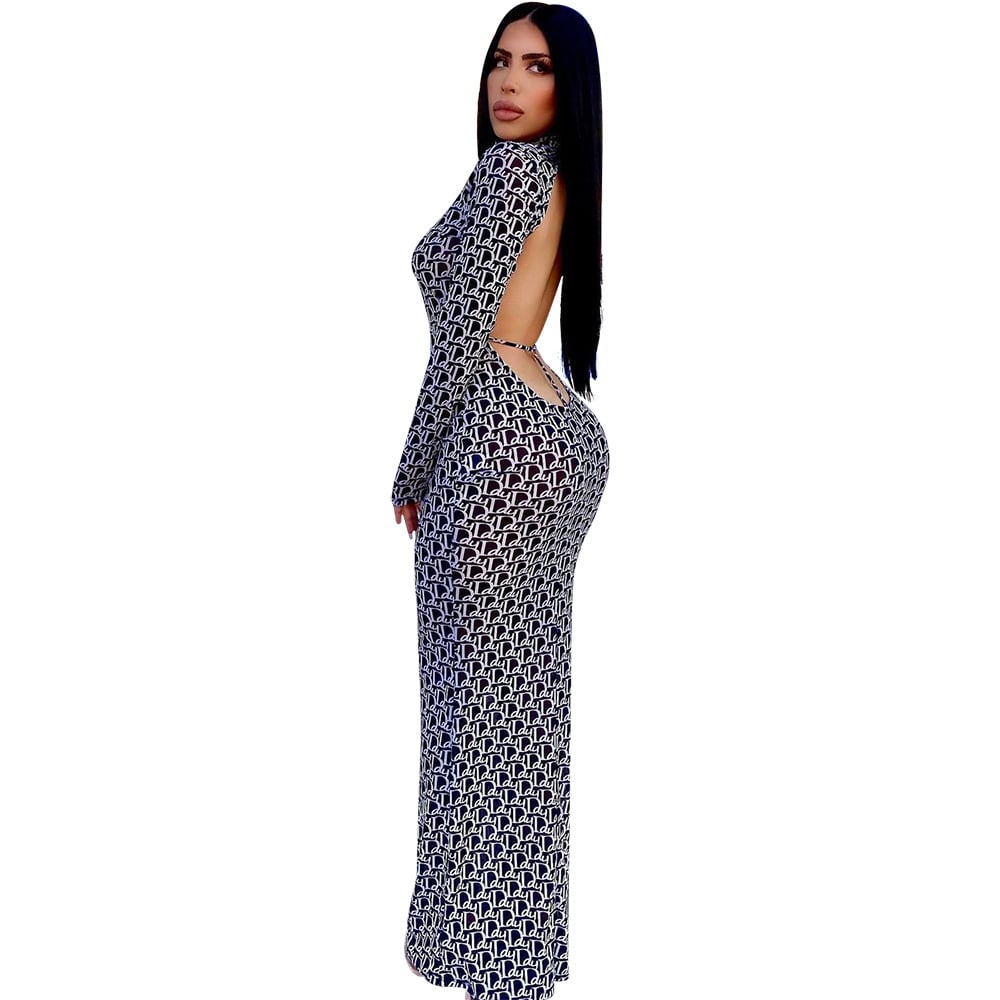 Vestido Estampado Sem Costas para Mulheres