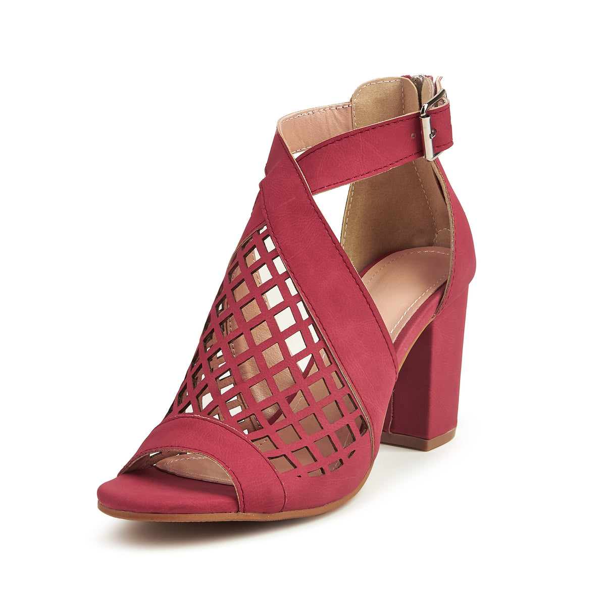 Sapatos Romanos com Fivela Oca e Salto Alto Grosso