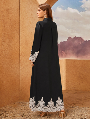 Blusa de Renda Árabe do Oriente Médio e Vestido Cardigan
